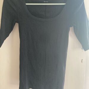 Everlane ribbed black 3/4 Sleeve Top